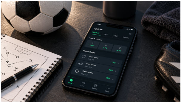 Smartphone displaying player prop and match-winner betting markets