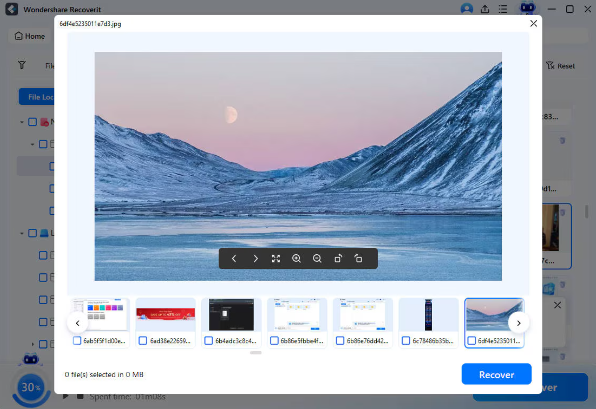 Save recovered hard drive files to a different secure drive using Recoverit